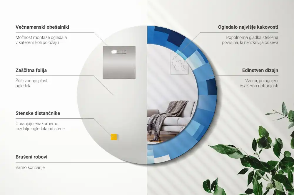 Okrúhle dekoračné zrkadlo na stenu Modrá abstrakt