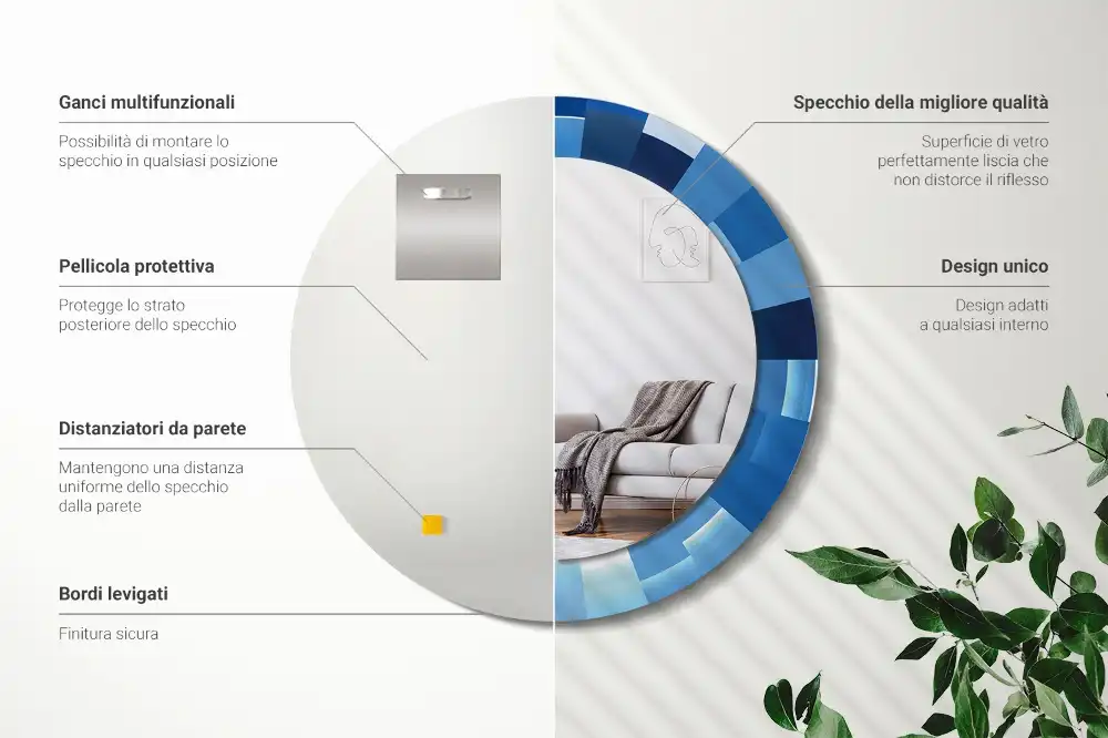 Okrúhle dekoračné zrkadlo na stenu Modrá abstrakt