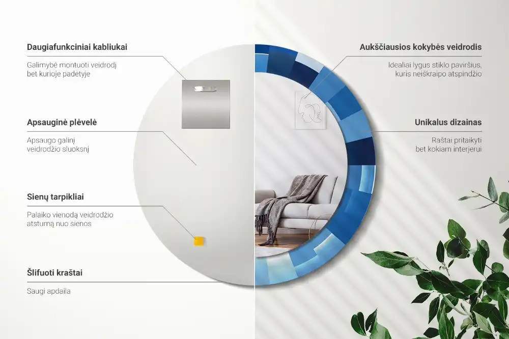 Okrúhle dekoračné zrkadlo na stenu Modrá abstrakt