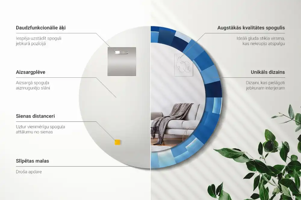 Okrúhle dekoračné zrkadlo na stenu Modrá abstrakt