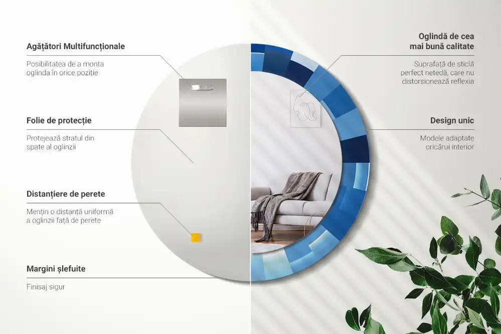 Okrúhle dekoračné zrkadlo na stenu Modrá abstrakt