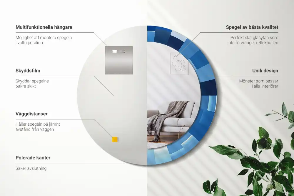 Okrúhle dekoračné zrkadlo na stenu Modrá abstrakt