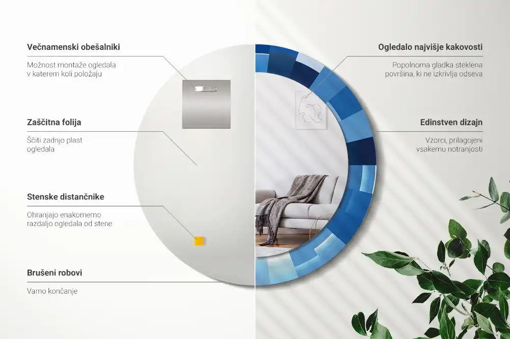 Okrúhle dekoračné zrkadlo na stenu Modrá abstrakt