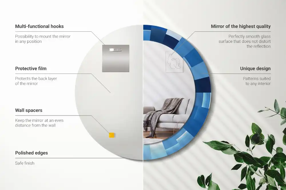 Okrúhle dekoračné zrkadlo na stenu Modrá abstrakt