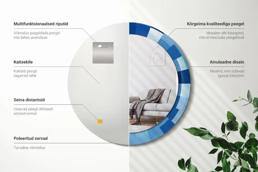 Okrúhle dekoračné zrkadlo na stenu Modrá abstrakt