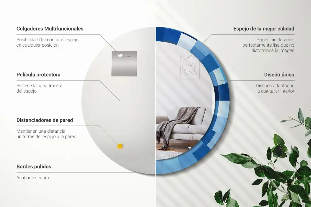 Okrúhle dekoračné zrkadlo na stenu Modrá abstrakt