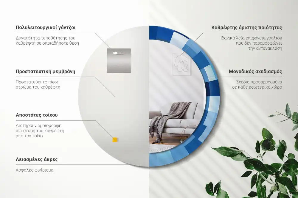 Okrúhle dekoračné zrkadlo na stenu Modrá abstrakt