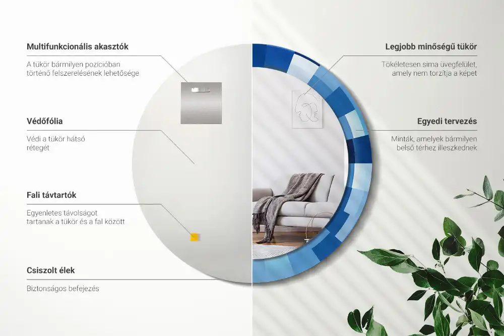 Okrúhle dekoračné zrkadlo na stenu Modrá abstrakt