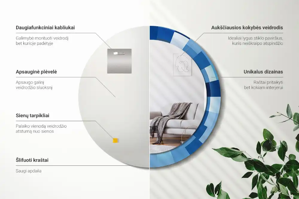 Okrúhle dekoračné zrkadlo na stenu Modrá abstrakt