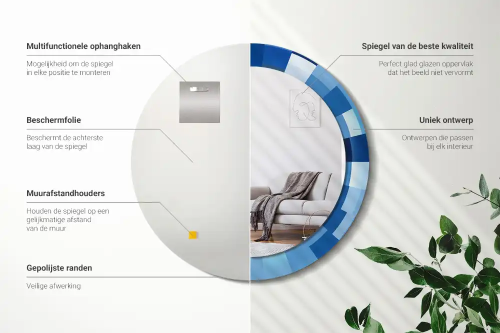 Okrúhle dekoračné zrkadlo na stenu Modrá abstrakt