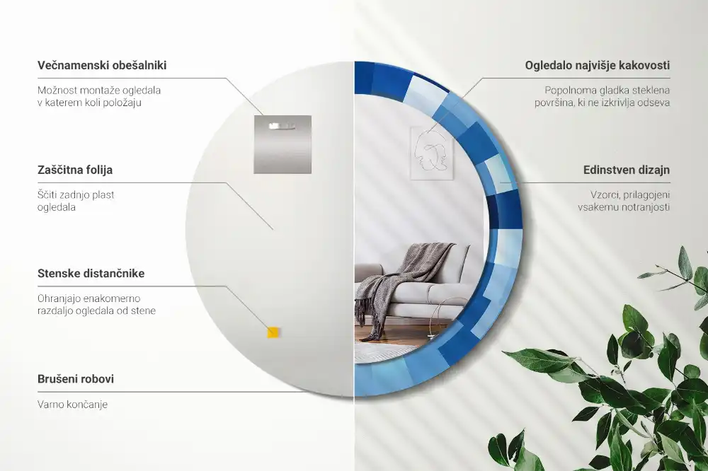 Okrúhle dekoračné zrkadlo na stenu Modrá abstrakt