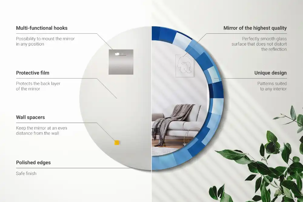 Okrúhle dekoračné zrkadlo na stenu Modrá abstrakt