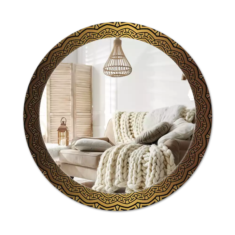 Okrúhle zrkadlo rám s potlačou Grécky ornament