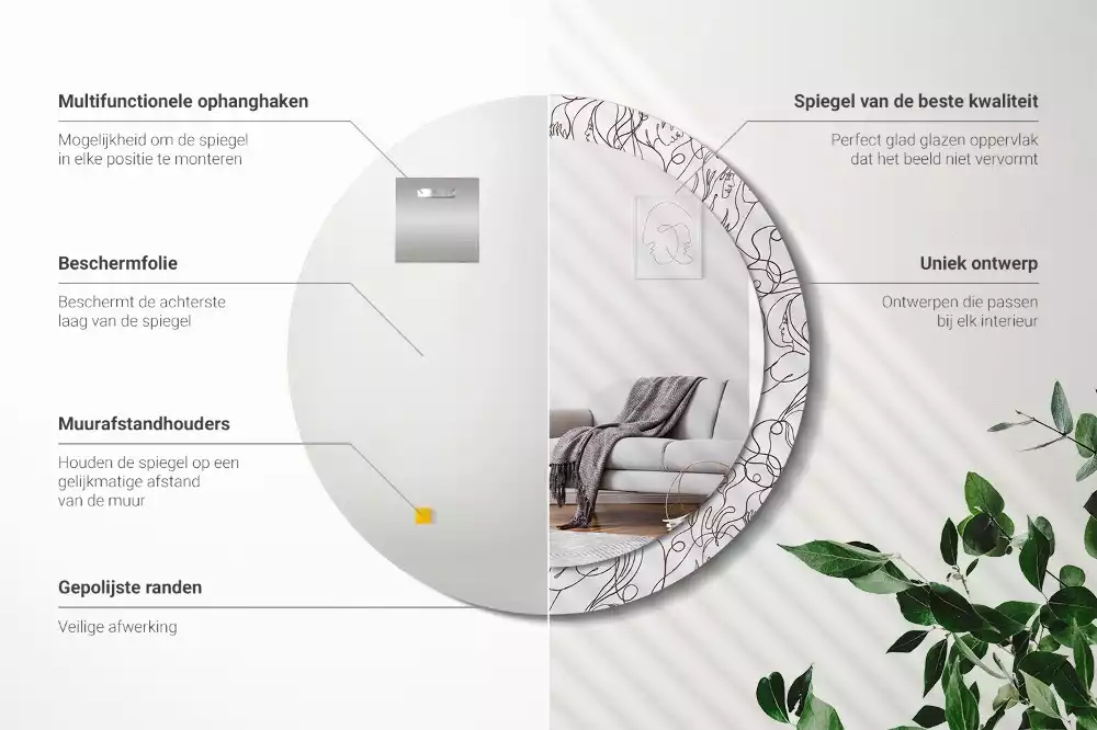 Okrúhle dekoračné zrkadlo na stenu Tváre z riadkov