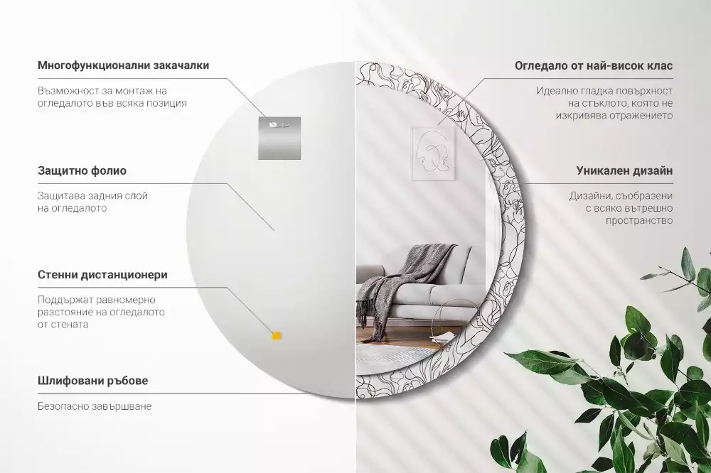 Okrúhle dekoračné zrkadlo na stenu Tváre z riadkov