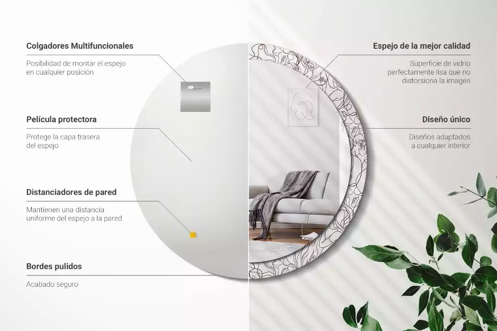 Okrúhle dekoračné zrkadlo na stenu Tváre z riadkov