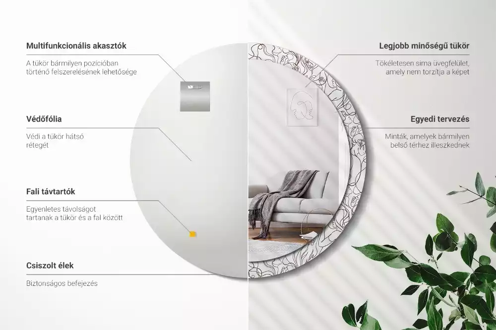 Okrúhle dekoračné zrkadlo na stenu Tváre z riadkov