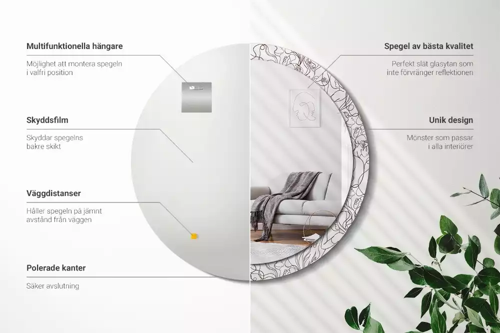 Okrúhle dekoračné zrkadlo na stenu Tváre z riadkov