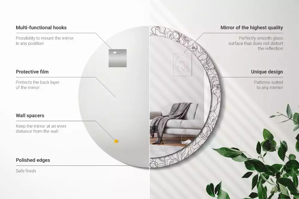 Okrúhle dekoračné zrkadlo na stenu Tváre z riadkov