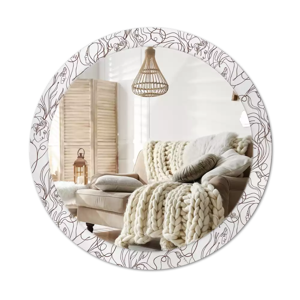 Okrúhle dekoračné zrkadlo na stenu Tváre z riadkov