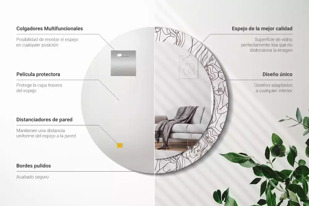 Okrúhle dekoračné zrkadlo na stenu Tváre z riadkov