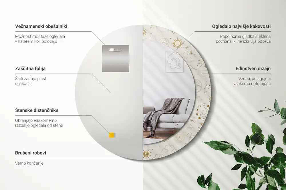 Okrúhle dekoračné zrkadlo na stenu Mystický vzor