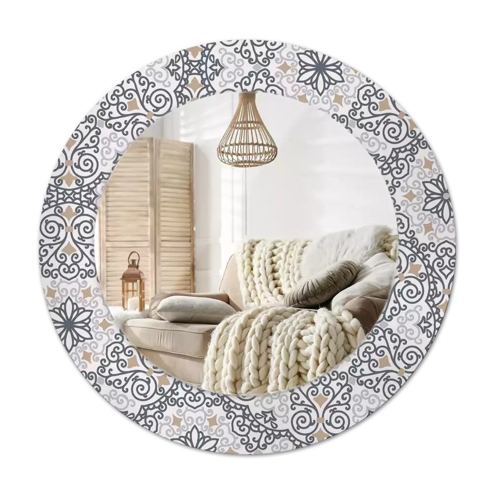 Okrúhle zrkadlo rám s potlačou Geometrické ornamenty