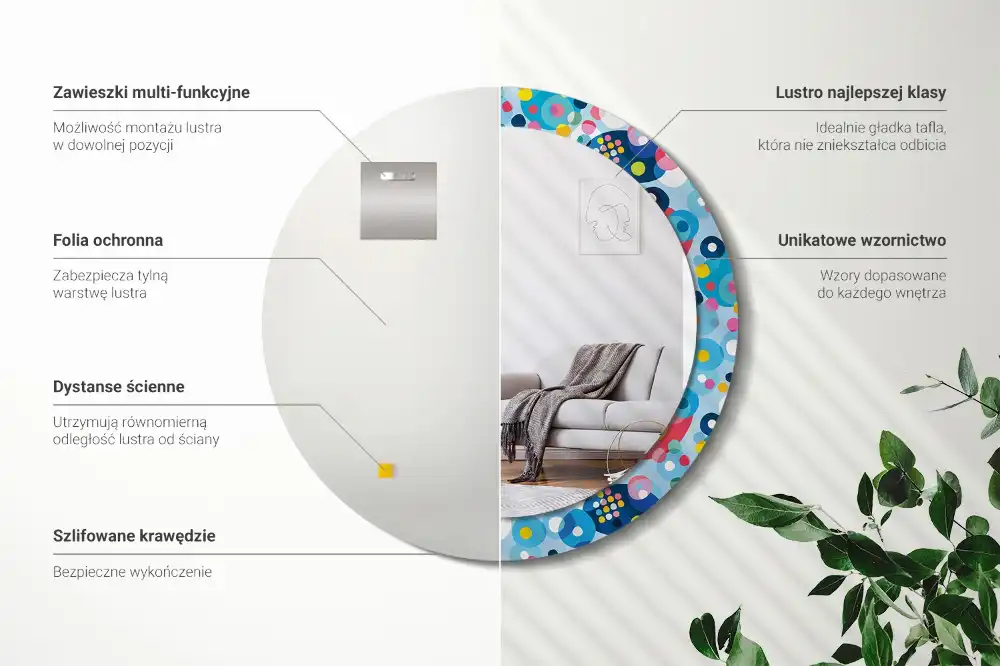 Okrúhle dekoračné zrkadlo na stenu Farebné kolesá