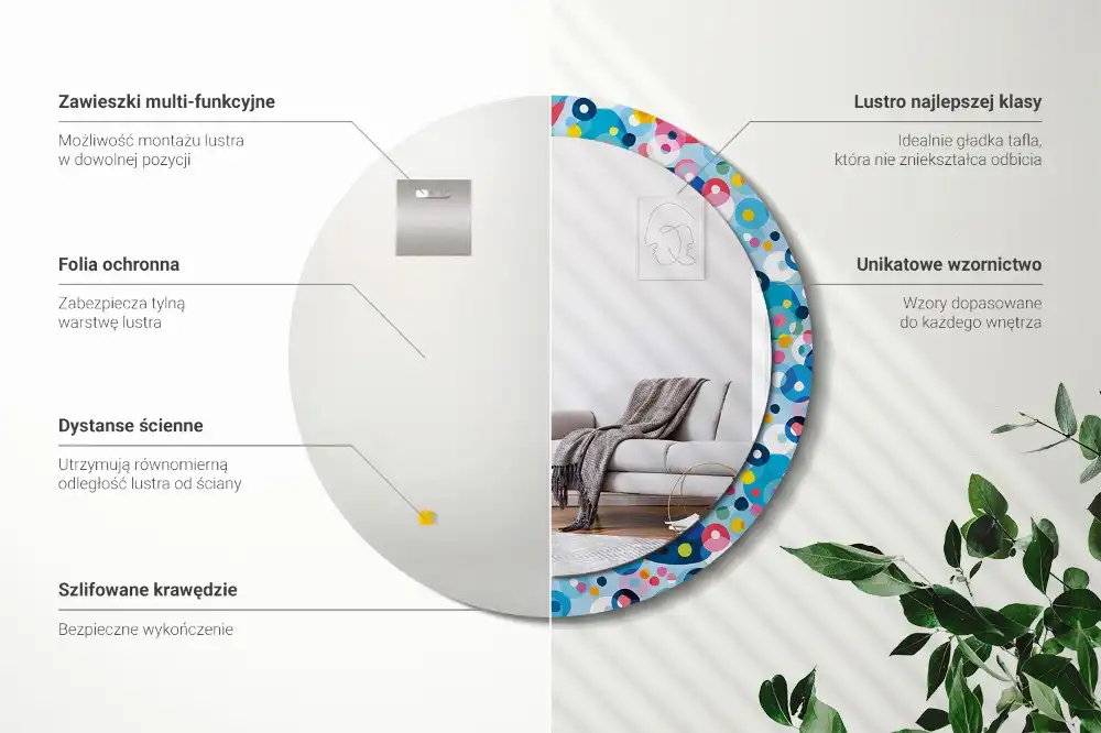 Okrúhle dekoračné zrkadlo na stenu Farebné kolesá