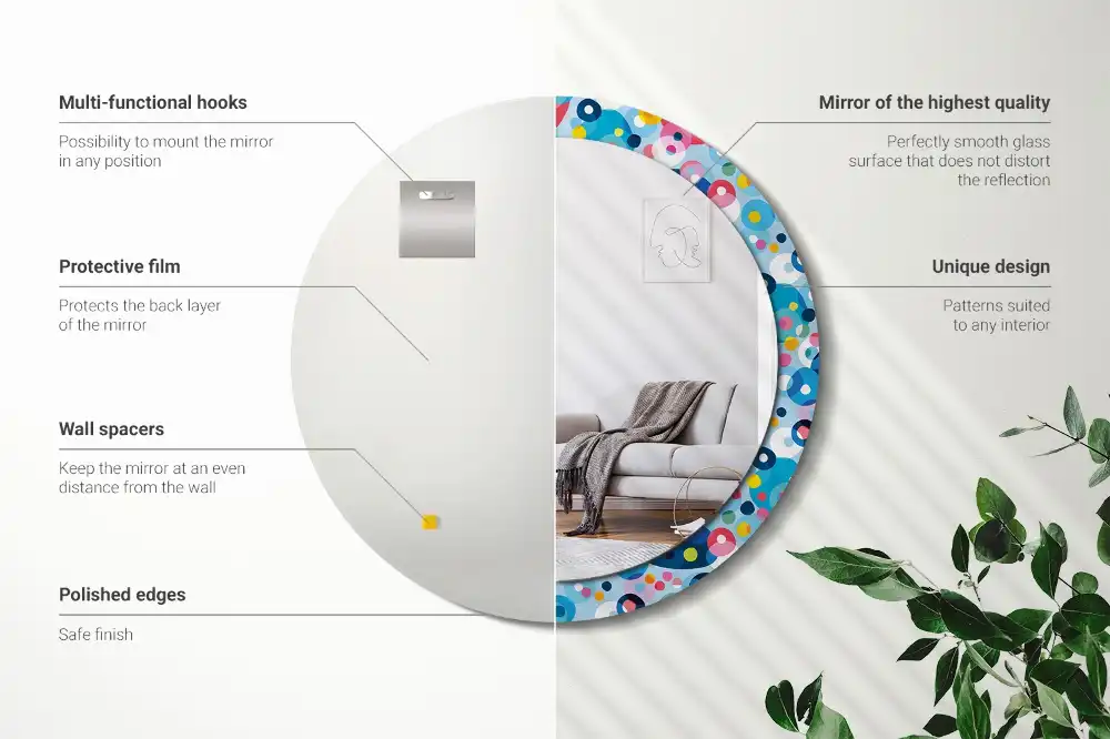 Okrúhle dekoračné zrkadlo na stenu Farebné kolesá