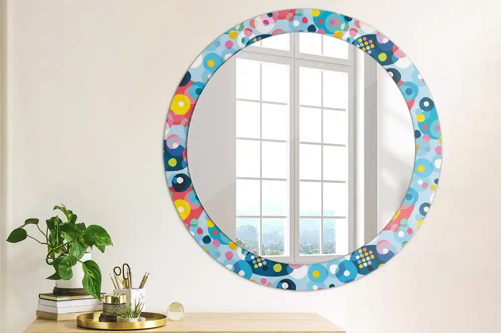 Okrúhle dekoračné zrkadlo na stenu Farebné kolesá