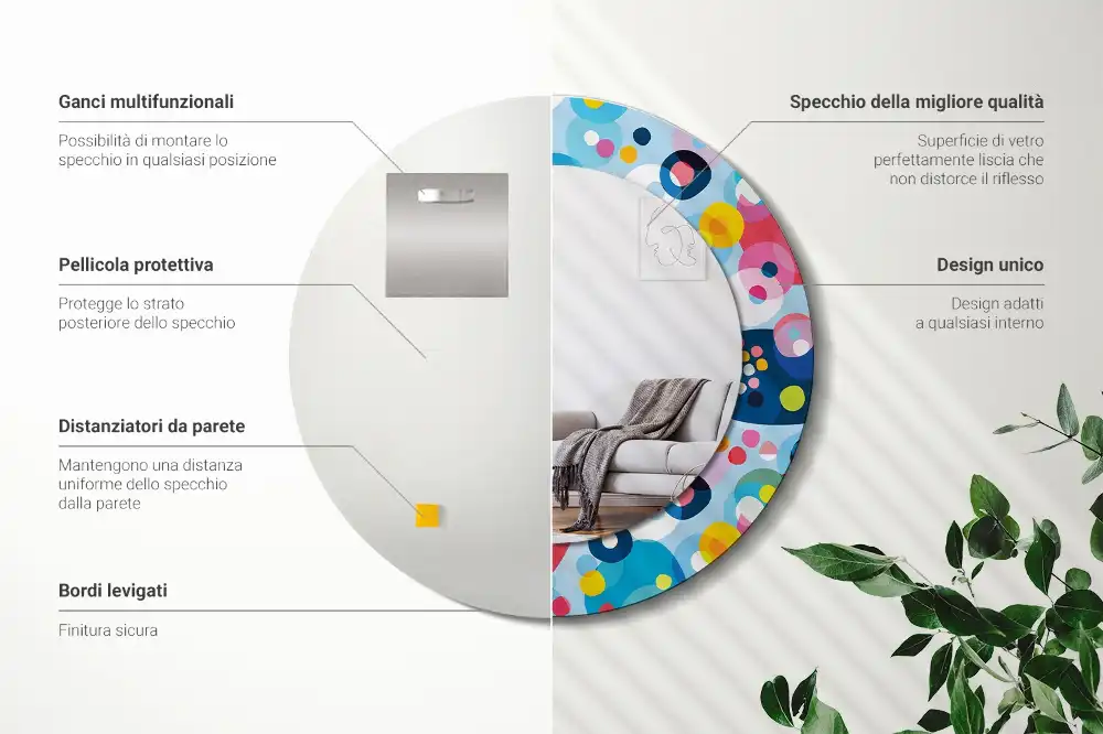 Okrúhle dekoračné zrkadlo na stenu Farebné kolesá