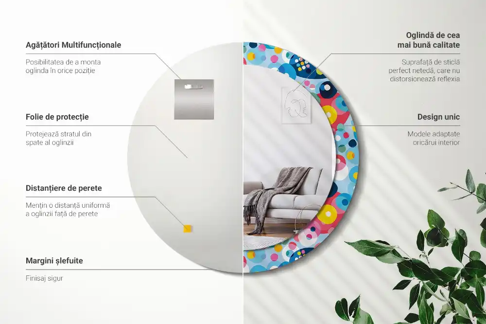 Okrúhle dekoračné zrkadlo na stenu Farebné kolesá