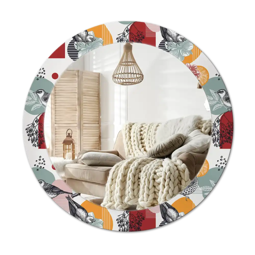 Okrúhle zrkadlo s potlačeným rámom Vintage záplaty