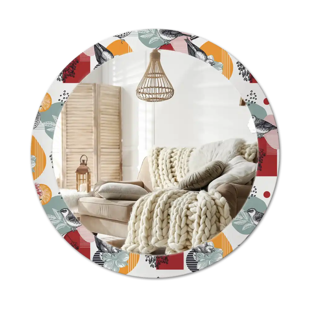 Okrúhle zrkadlo s potlačeným rámom Vintage záplaty