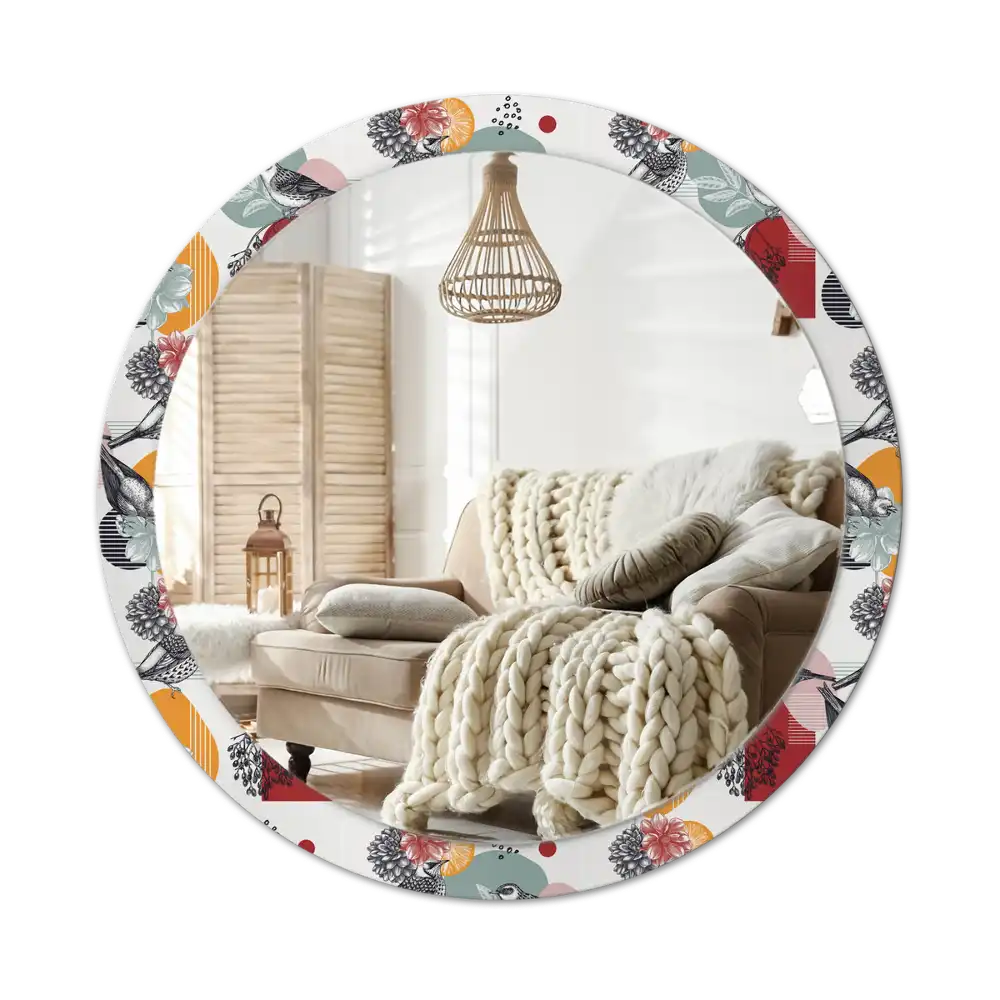 Okrúhle zrkadlo s potlačeným rámom Vintage záplaty