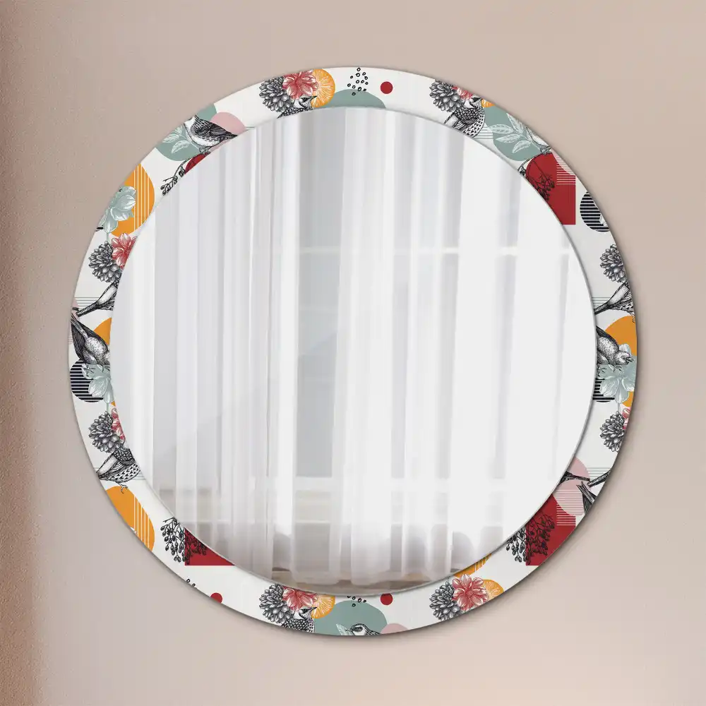 Okrúhle zrkadlo s potlačeným rámom Vintage záplaty