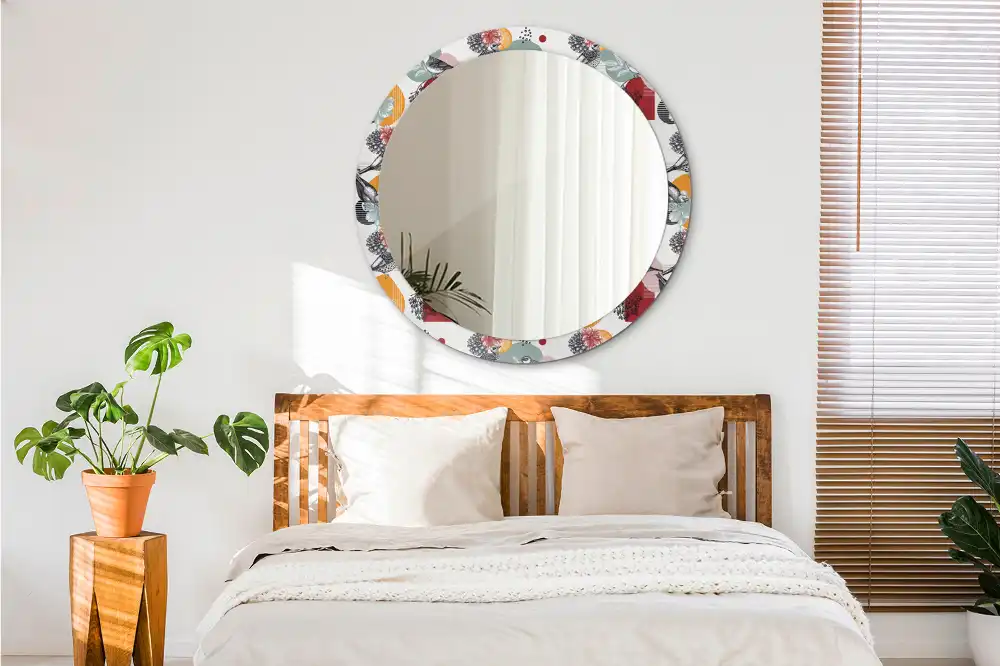 Okrúhle zrkadlo s potlačeným rámom Vintage záplaty