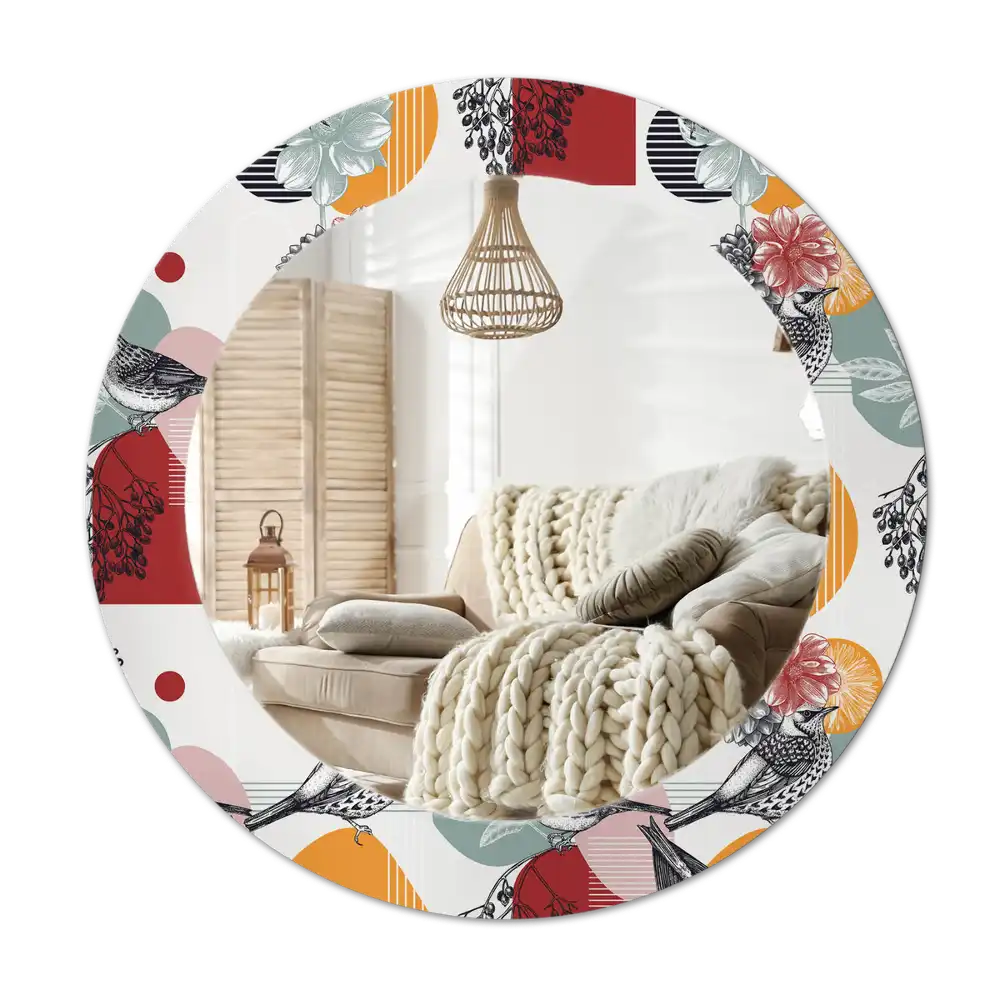 Okrúhle zrkadlo s potlačeným rámom Vintage záplaty