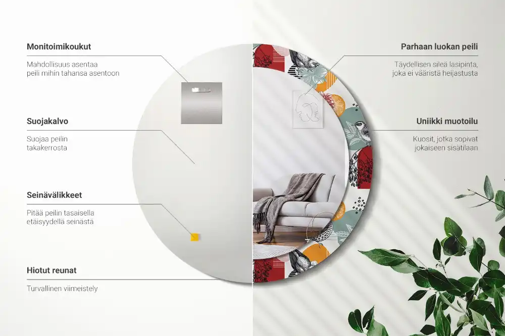 Okrúhle zrkadlo s potlačeným rámom Vintage záplaty