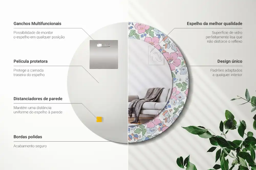 Okrúhle dekoračné zrkadlo na stenu Farebné kvety