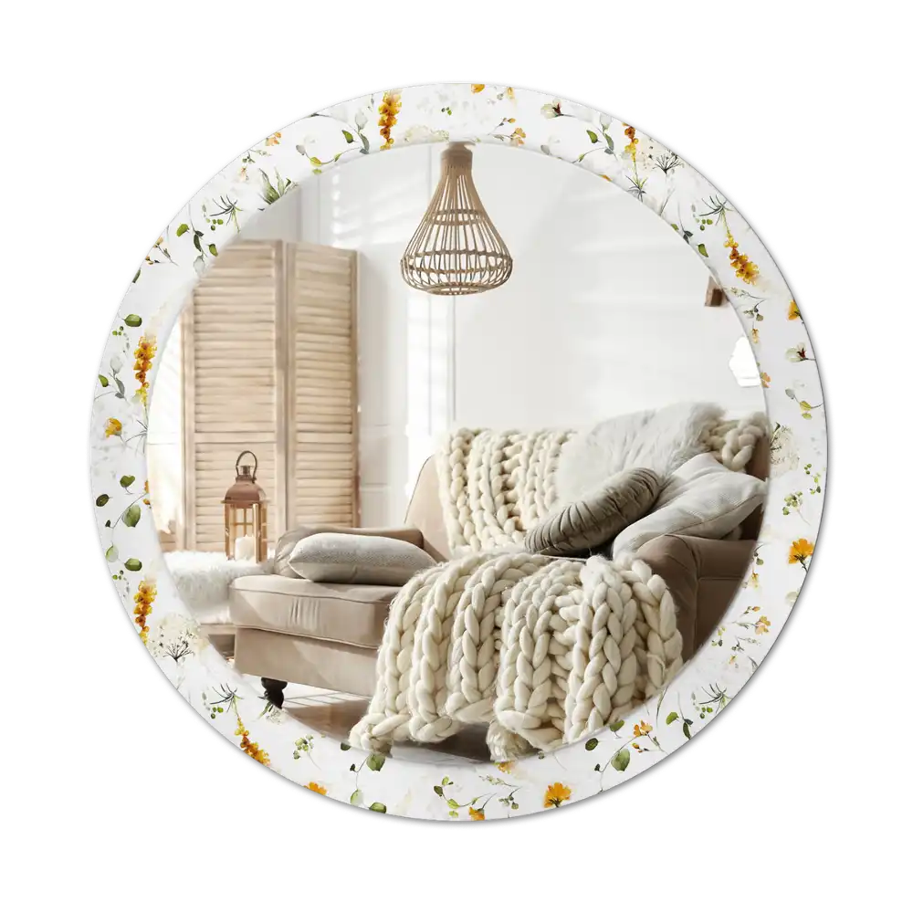 Okrúhle zrkadlo rám s potlačou Divoké kvety