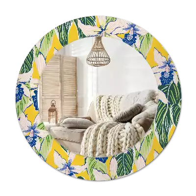 Okrúhle dekoračné zrkadlo na stenu Orchidey