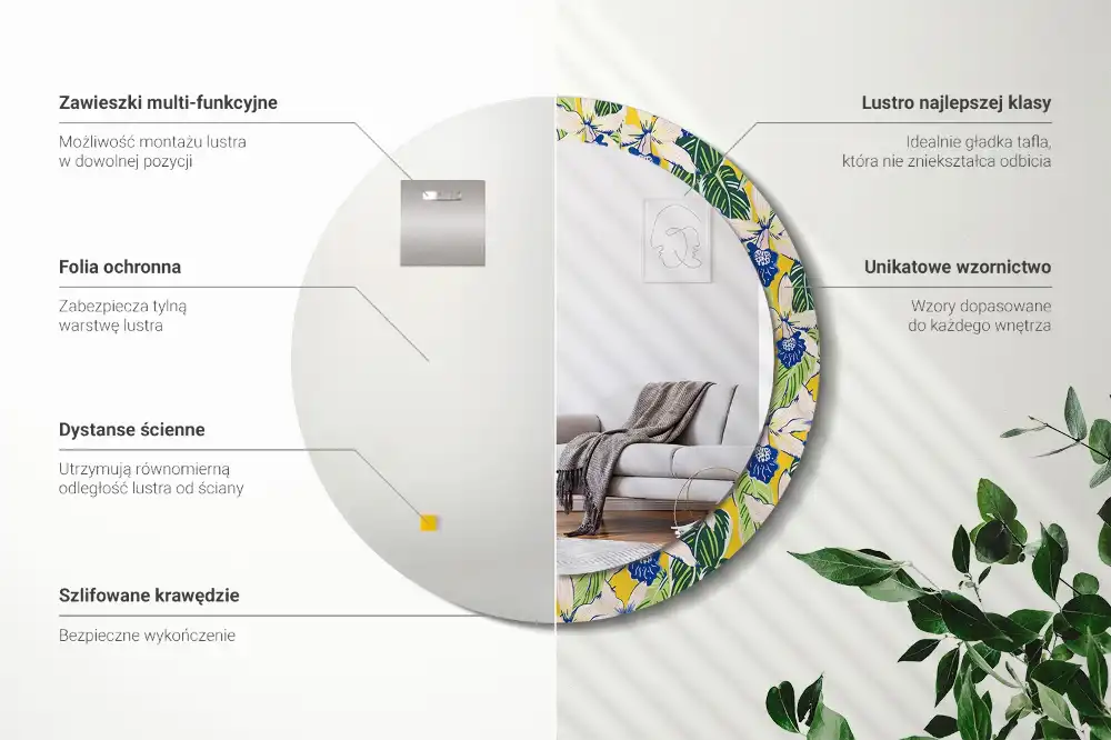 Okrúhle dekoračné zrkadlo na stenu Orchidey