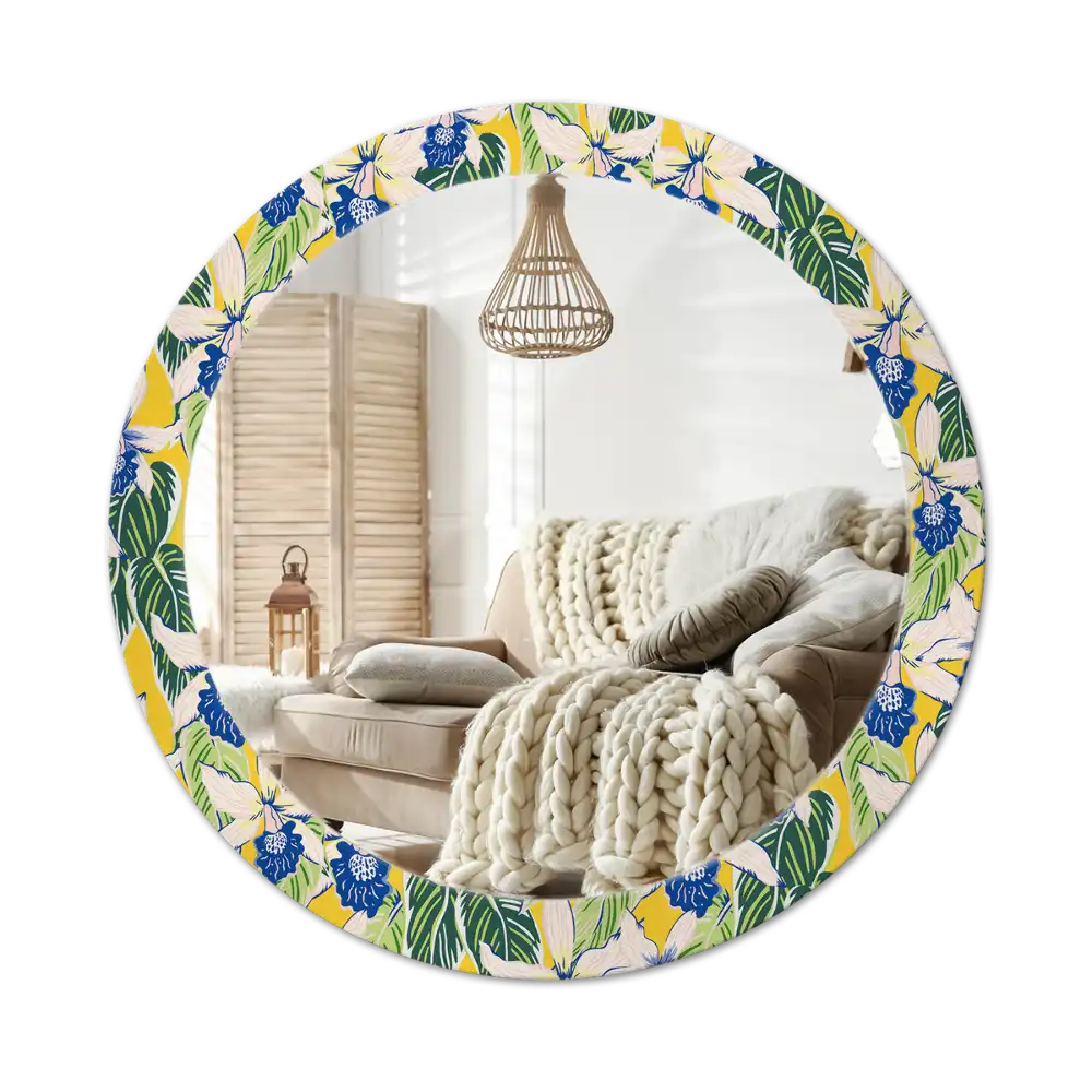 Okrúhle dekoračné zrkadlo na stenu Orchidey