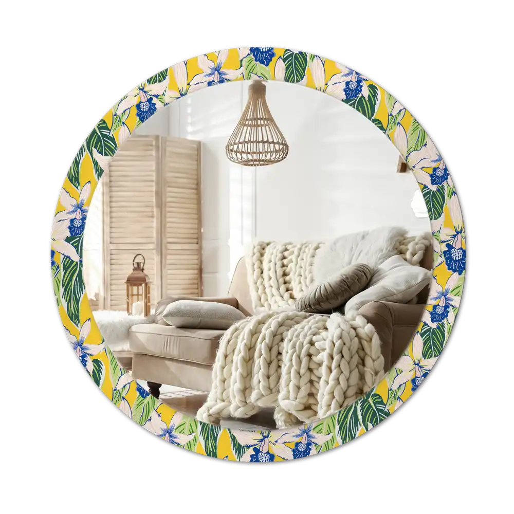 Okrúhle dekoračné zrkadlo na stenu Orchidey