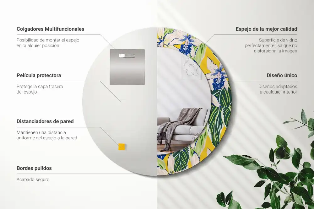 Okrúhle dekoračné zrkadlo na stenu Orchidey