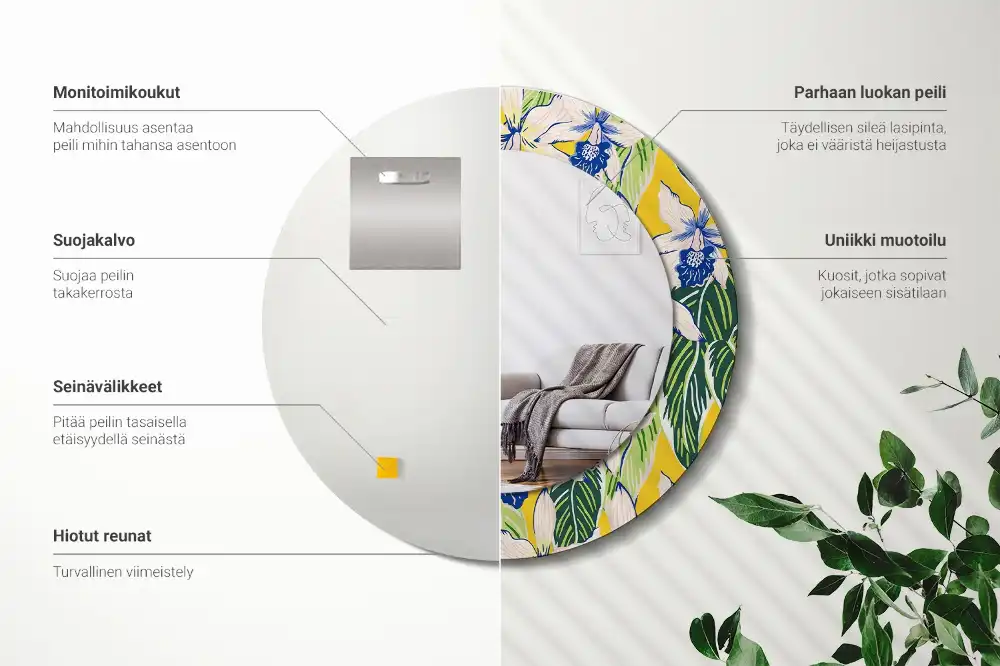 Okrúhle dekoračné zrkadlo na stenu Orchidey