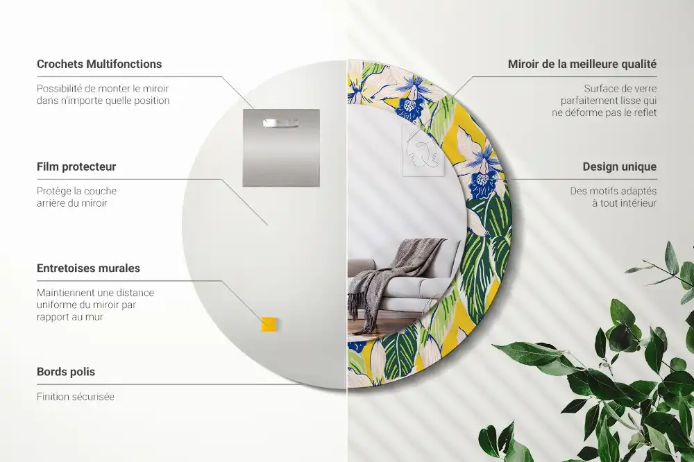 Okrúhle dekoračné zrkadlo na stenu Orchidey