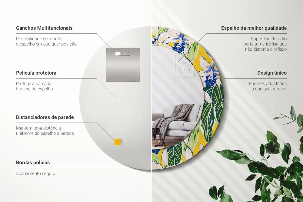 Okrúhle dekoračné zrkadlo na stenu Orchidey